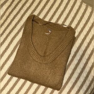 Free People — Brown V-Neck Wool-Blend Sweater size S
